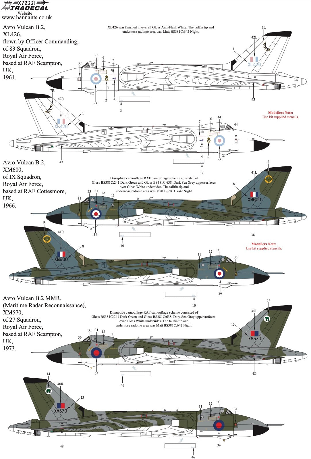 Xtradecal 72331 1:72 Avro Vulcan Collection Part 1