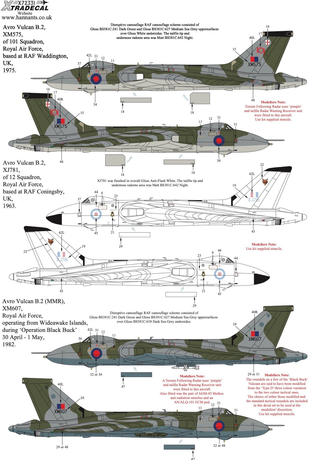 Xtradecal 72331 1:72 Avro Vulcan Collection Part 1