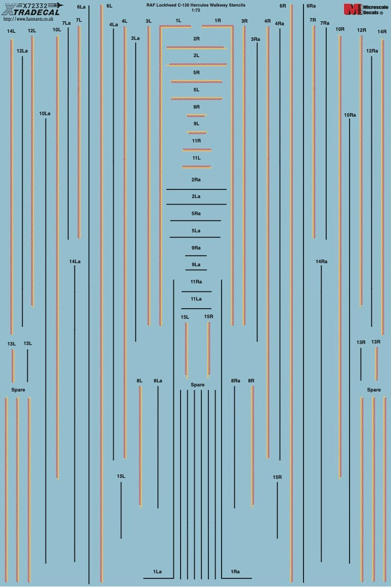 Xtradecal 72332 1:72 RAF Lockheed C-130 Hercules Walkway Stencils