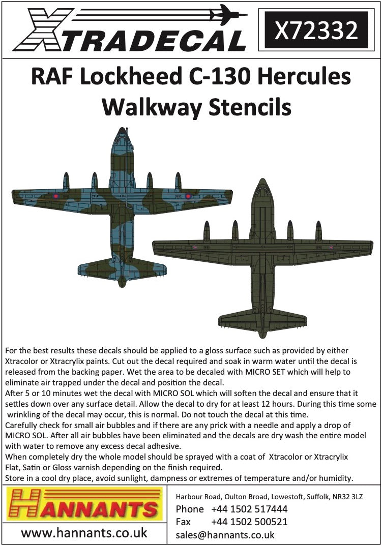 Xtradecal 72332 1:72 RAF Lockheed C-130 Hercules Walkway Stencils