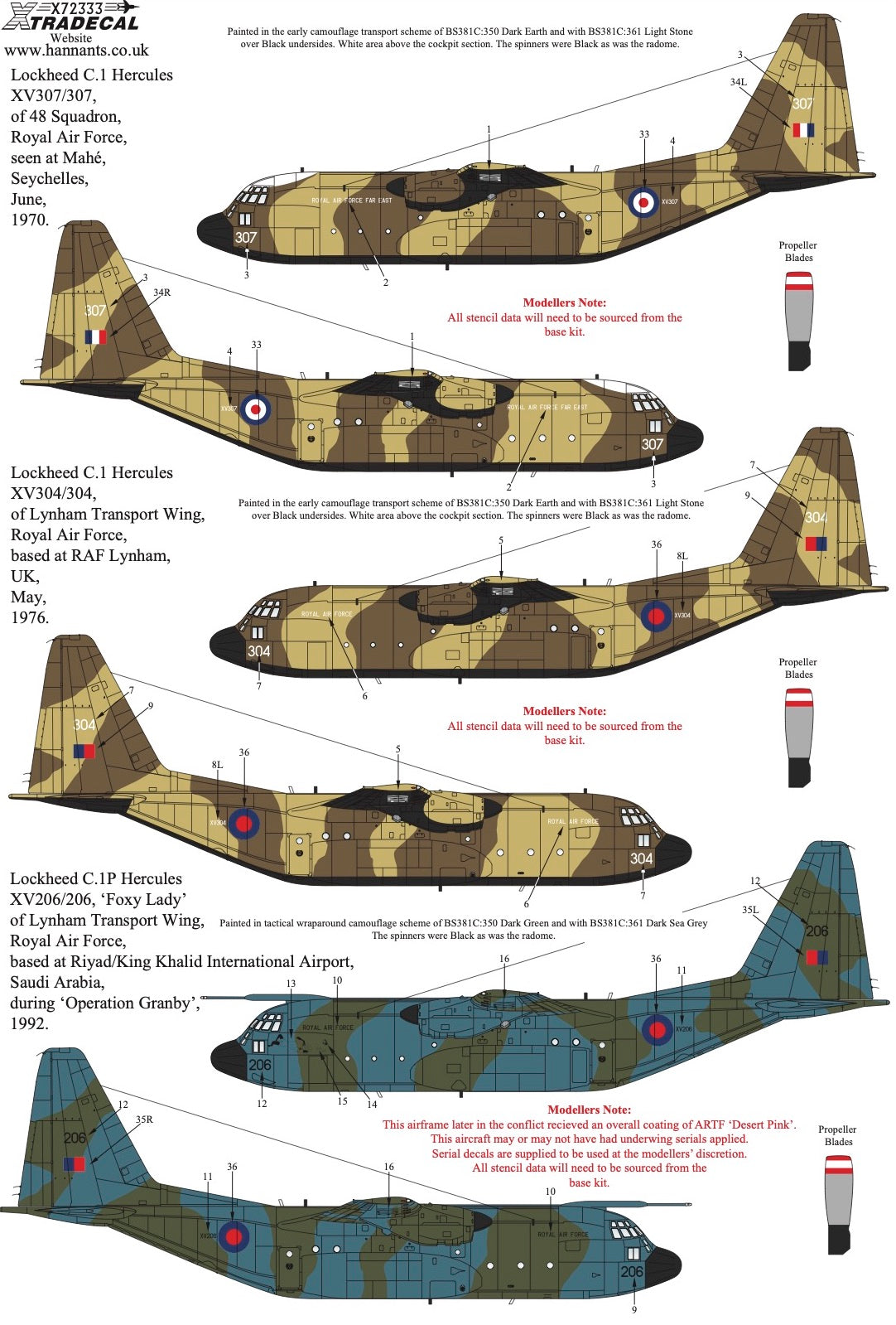 Xtradecal 72333 1:72 RAF Lockheed C-130 Hercules Collection