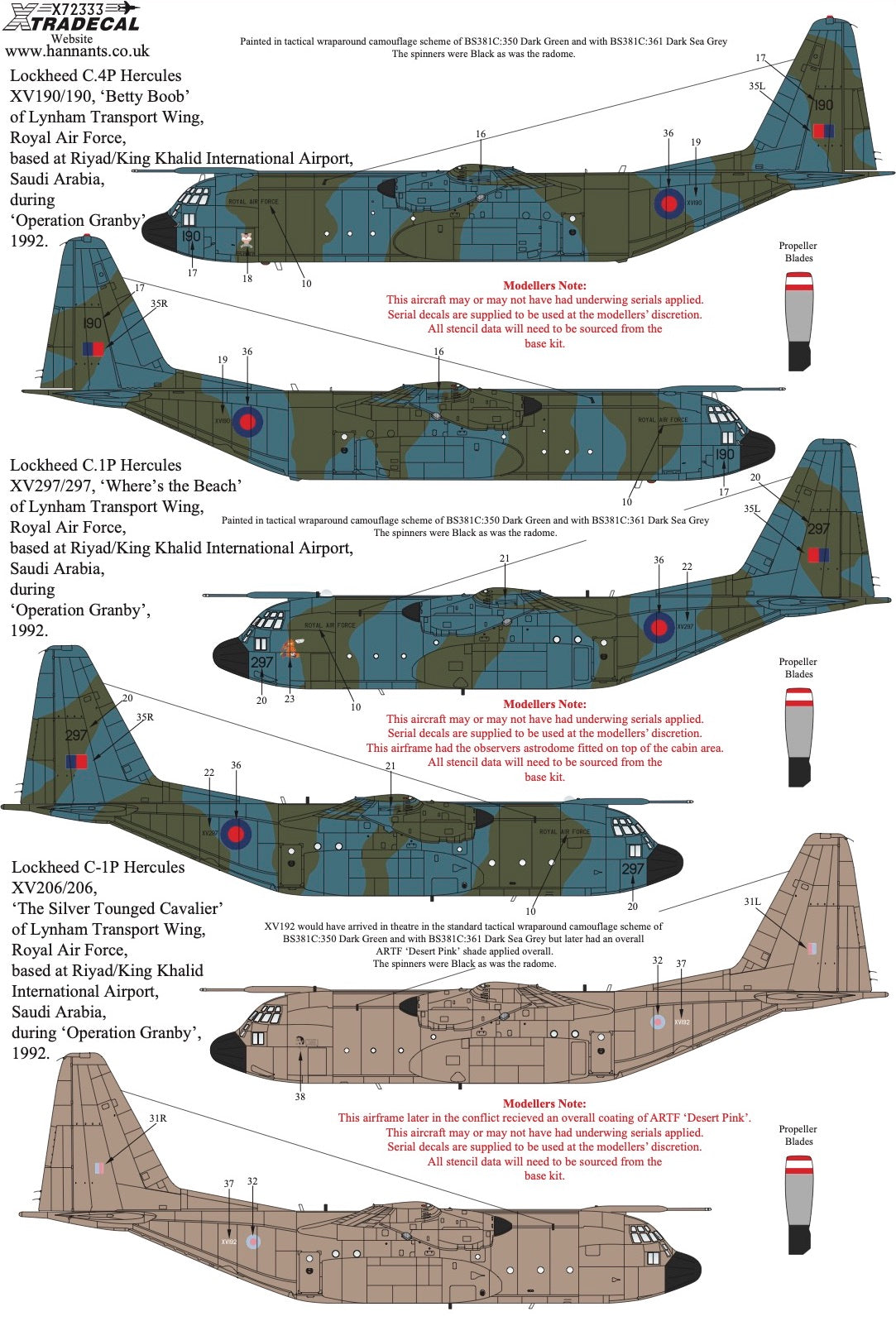 Xtradecal 72333 1:72 RAF Lockheed C-130 Hercules Collection