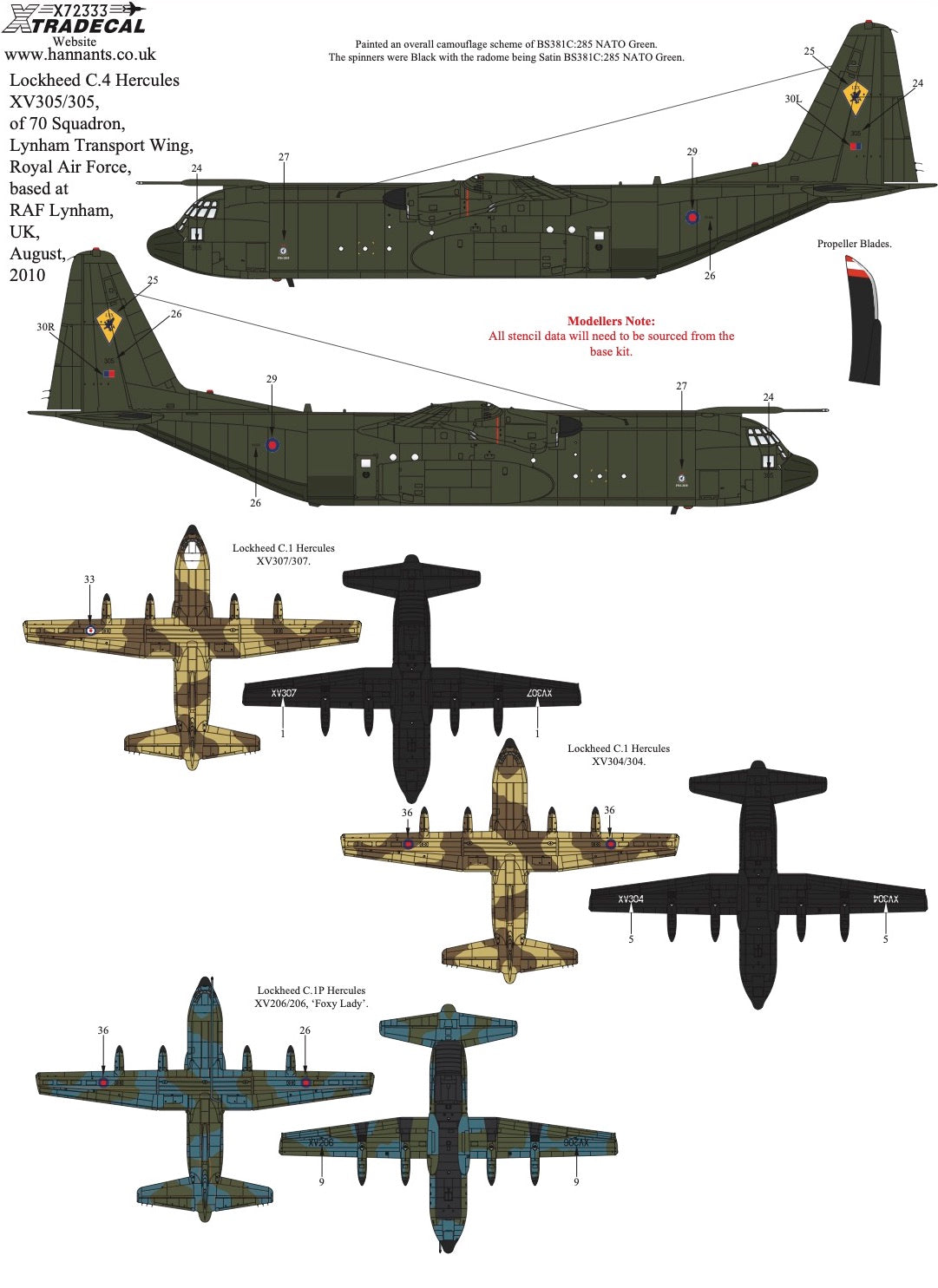 Xtradecal 72333 1:72 RAF Lockheed C-130 Hercules Collection