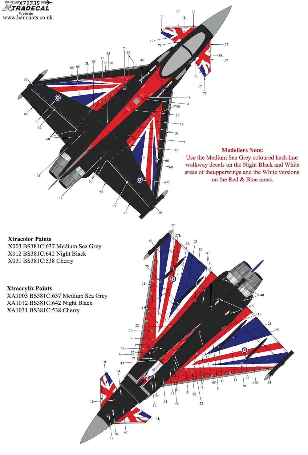 Xtradecal 72335 1:72 âBlackjackâ RAF 2021 Display Eurofighter Typhoon FGR.4