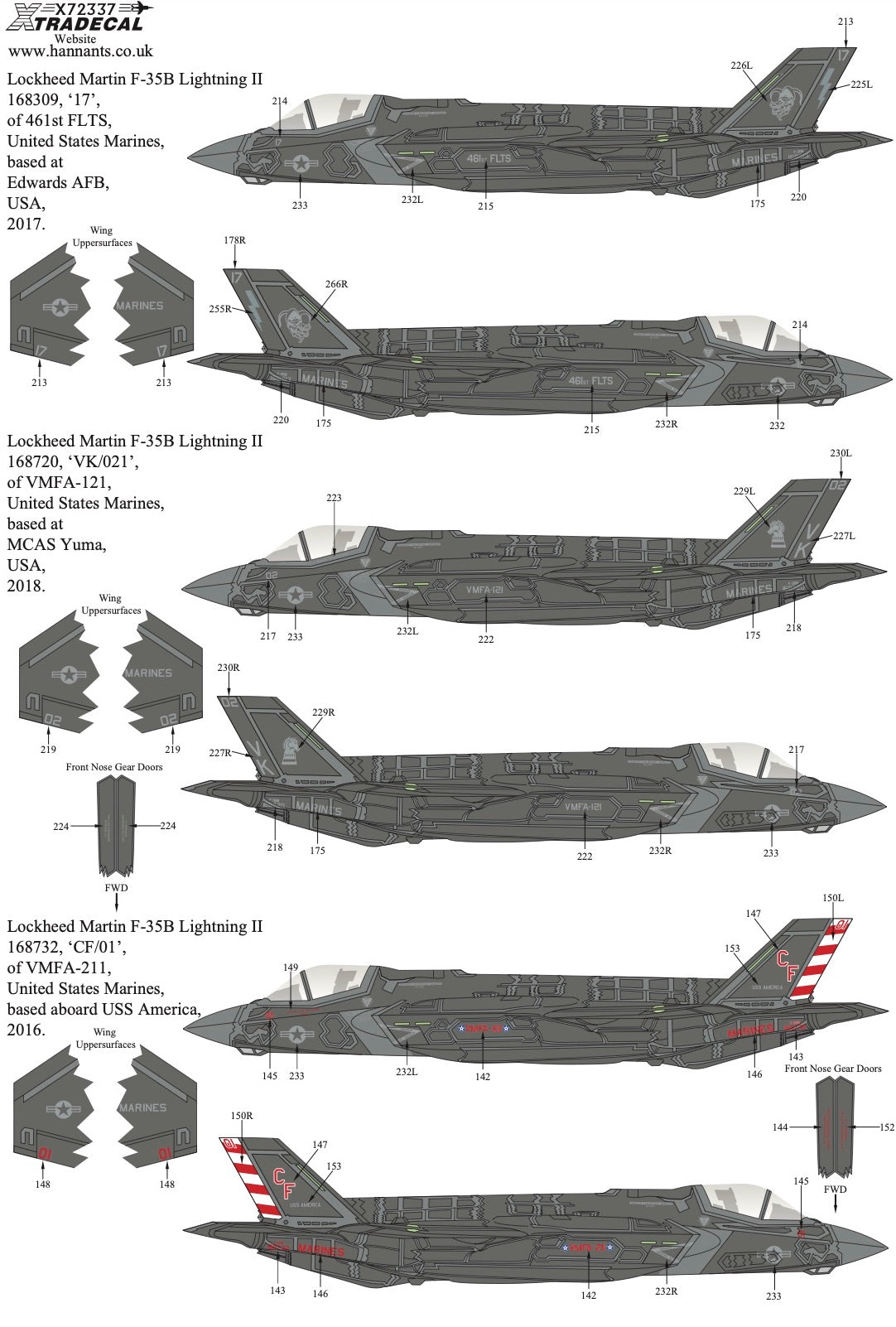 Xtradecal 72337 1:72 Lockheed-Martin F-35A/B Lightning II USAF/USMC Collection