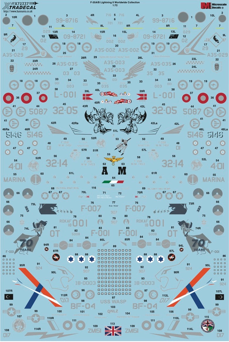 Xtradecal 72338 1:72 Lockheed-Martin/Mitsubishi F-35A/B Lightning II