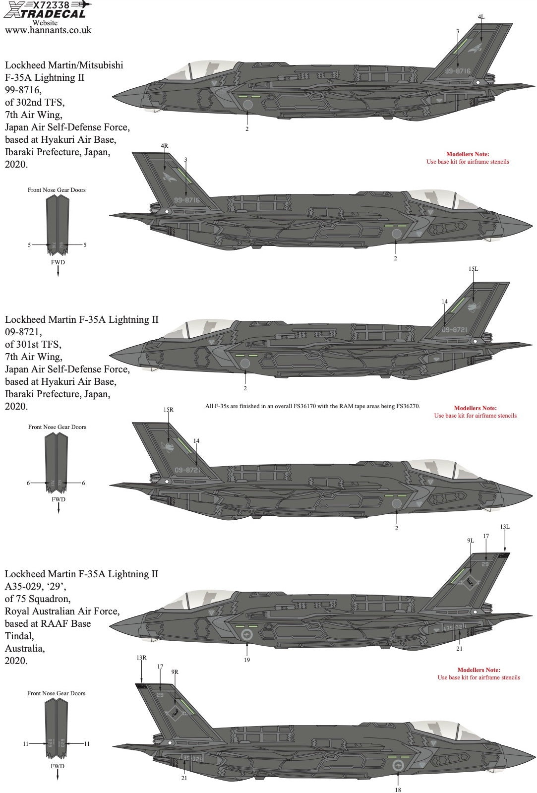 Xtradecal 72338 1:72 Lockheed-Martin/Mitsubishi F-35A/B Lightning II