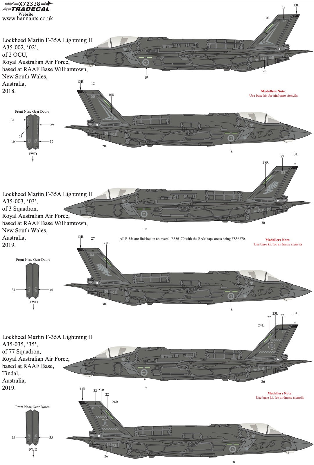 Xtradecal 72338 1:72 Lockheed-Martin/Mitsubishi F-35A/B Lightning II