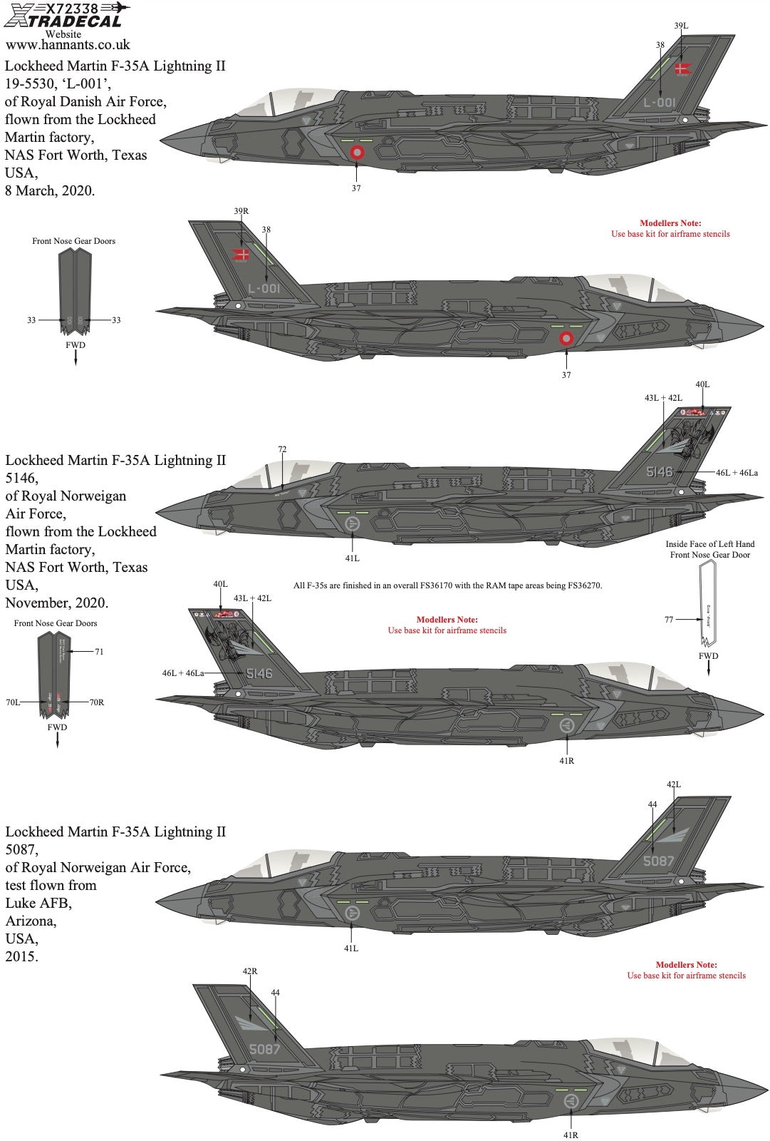 Xtradecal 72338 1:72 Lockheed-Martin/Mitsubishi F-35A/B Lightning II