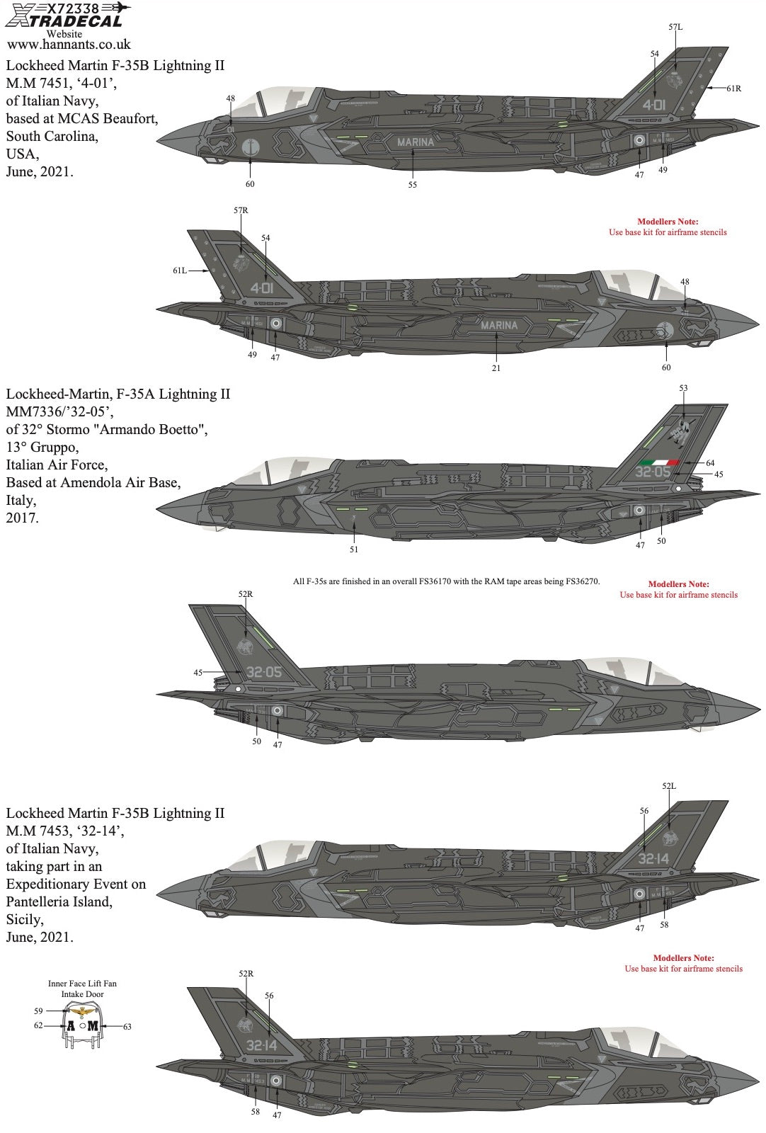 Xtradecal 72338 1:72 Lockheed-Martin/Mitsubishi F-35A/B Lightning II