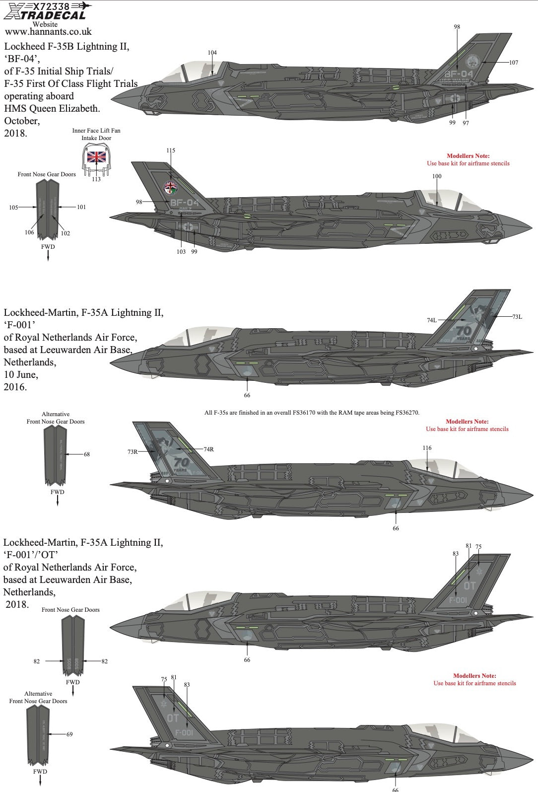 Xtradecal 72338 1:72 Lockheed-Martin/Mitsubishi F-35A/B Lightning II