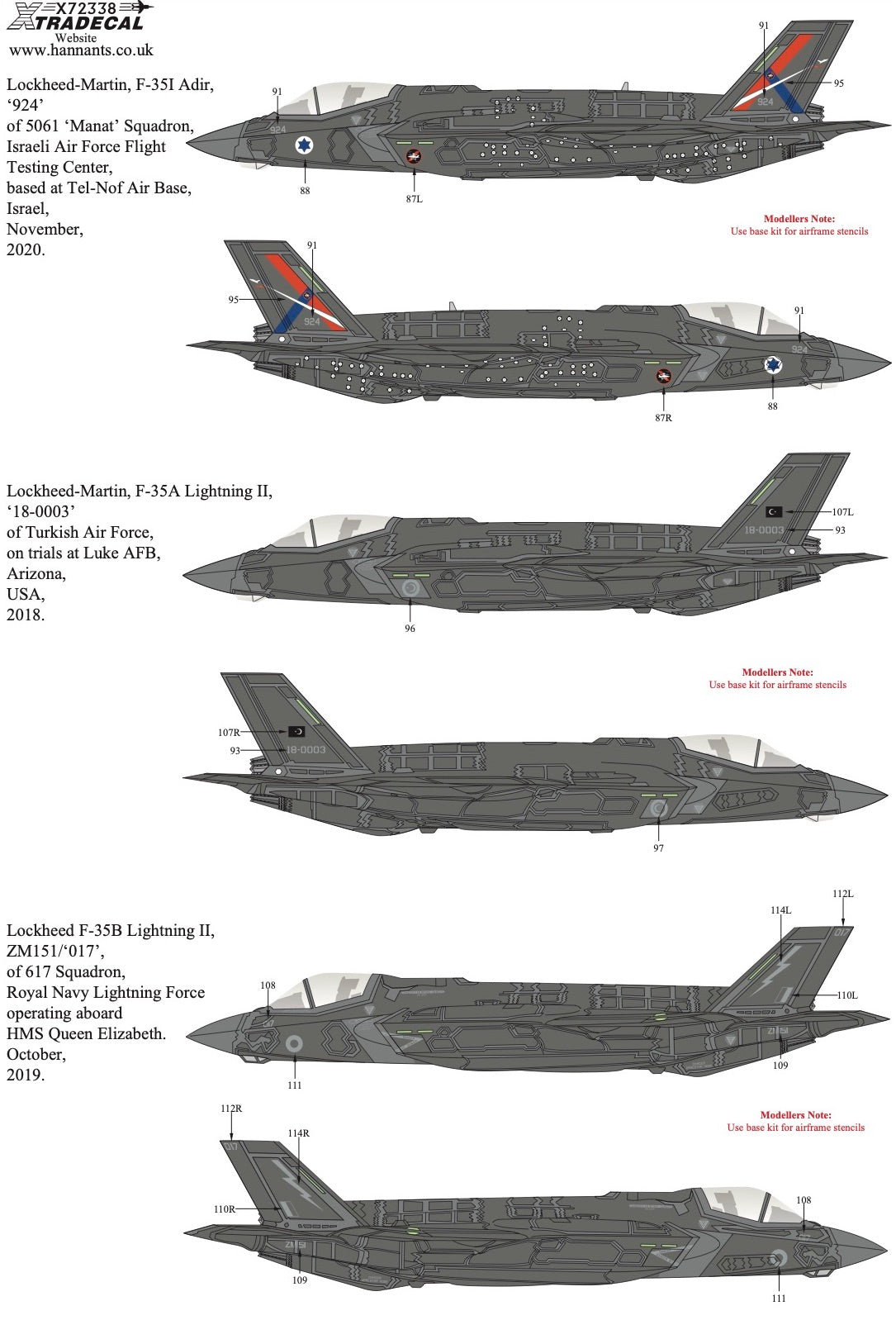 Xtradecal 72338 1:72 Lockheed-Martin/Mitsubishi F-35A/B Lightning II