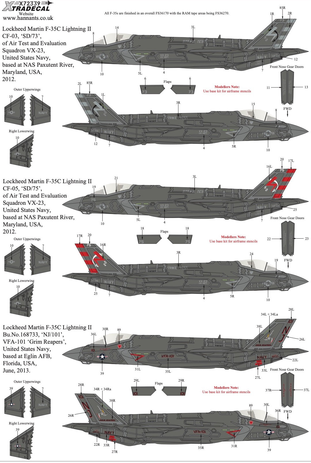 Xtradecal 72339 1:72 Lockheed-Martin F-35C Lightning II