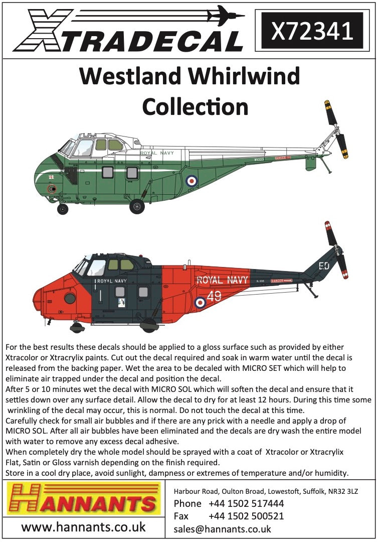 Xtradecal 72341 1:72 Westland Whirlwind Collection