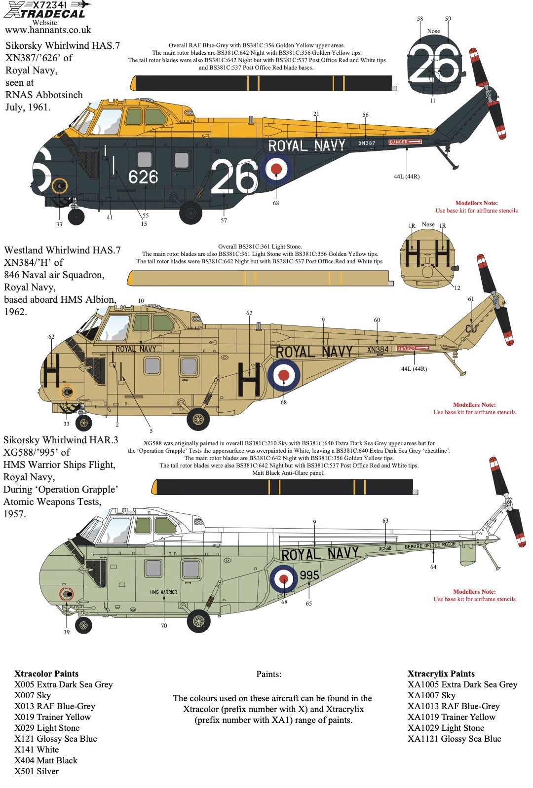 Xtradecal 72341 1:72 Westland Whirlwind Collection