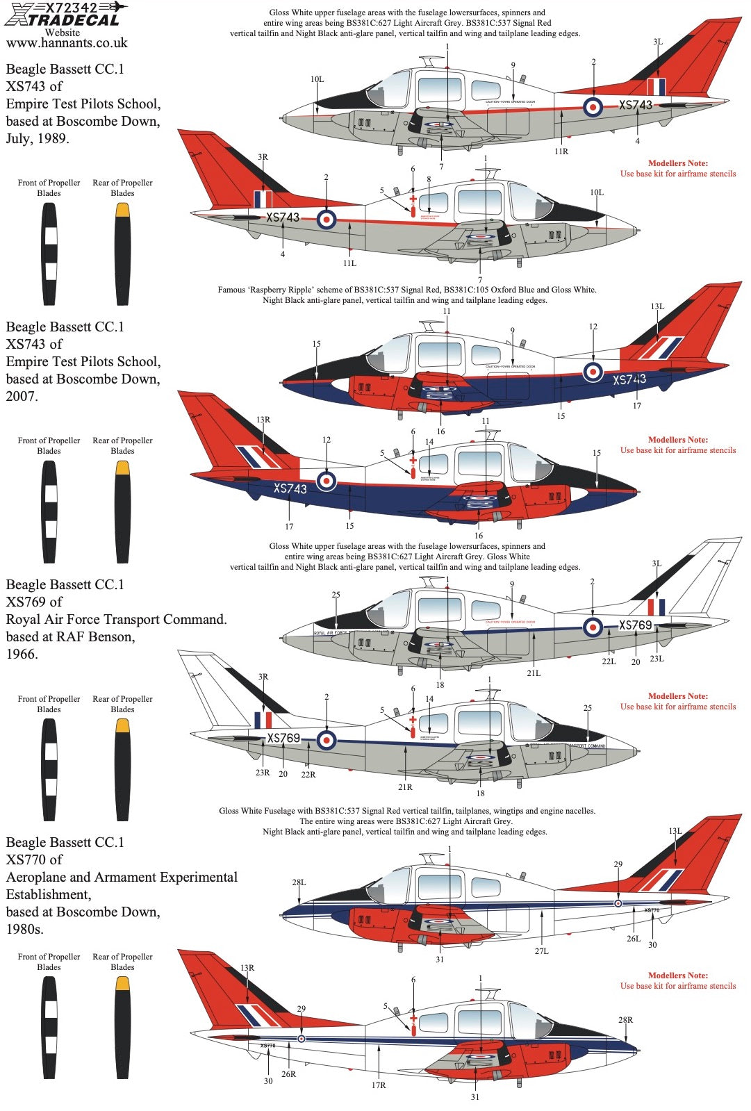 Xtradecal 72342 1:72 Beagle Bassett 206 Collection