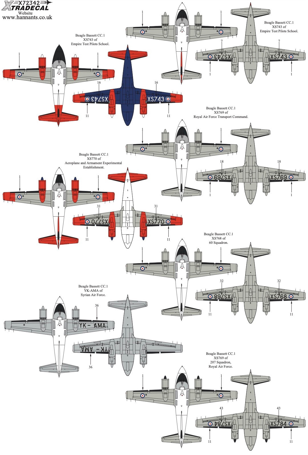 Xtradecal 72342 1:72 Beagle Bassett 206 Collection