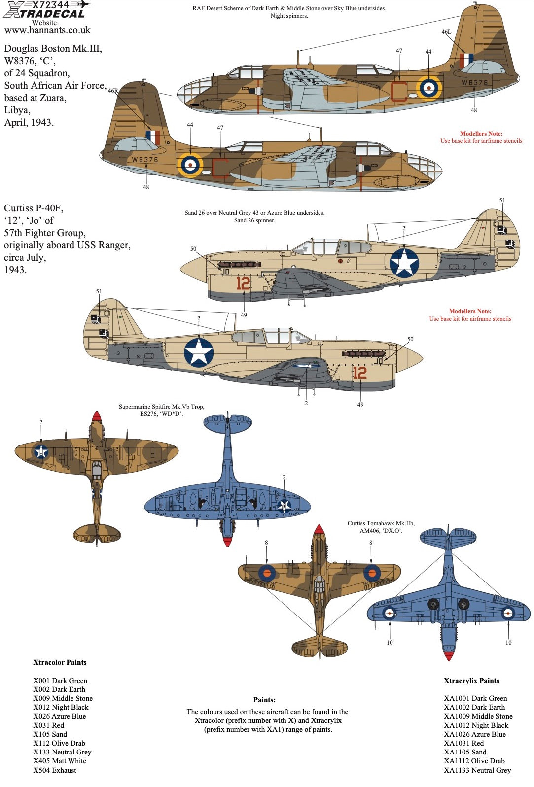 Xtradecal 72344 1:72 Desert Air War WWII Collection Part 1