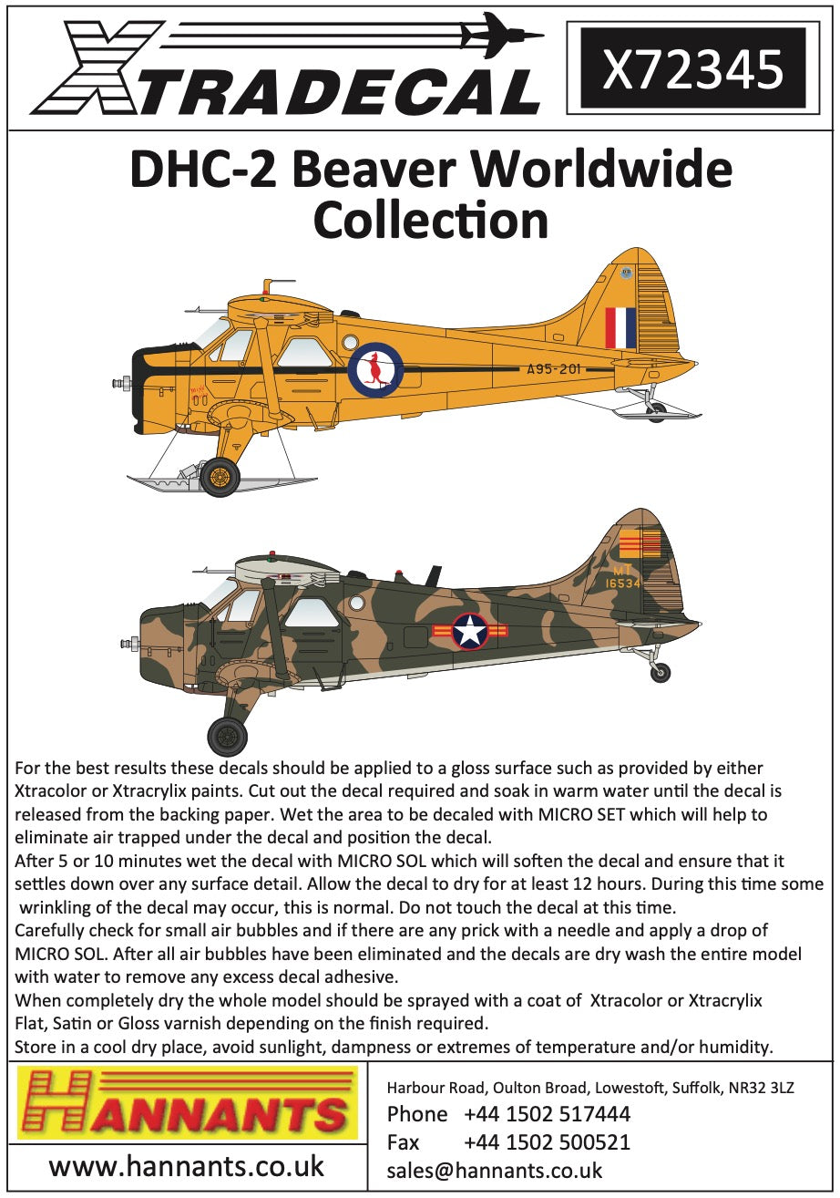 Xtradecal 72345 1:72 de Havilland Beaver Worldwide Collection