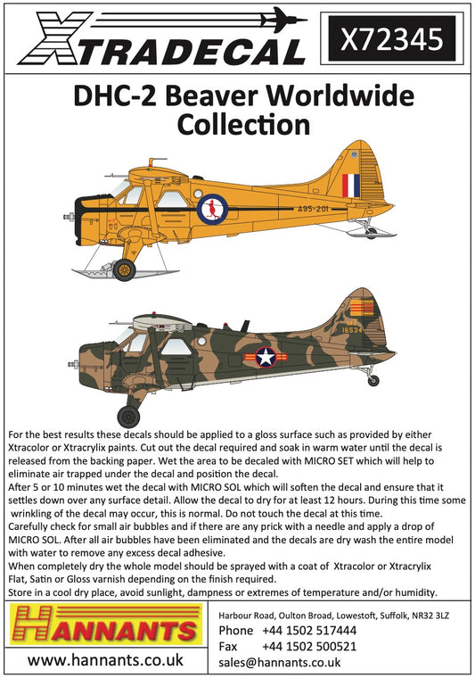 Xtradecal 72345 1:72 de Havilland Beaver Worldwide Collection