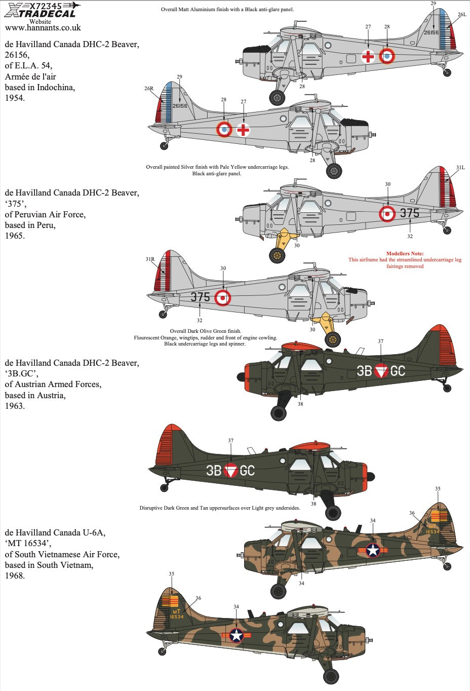 Xtradecal 72345 1:72 de Havilland Beaver Worldwide Collection