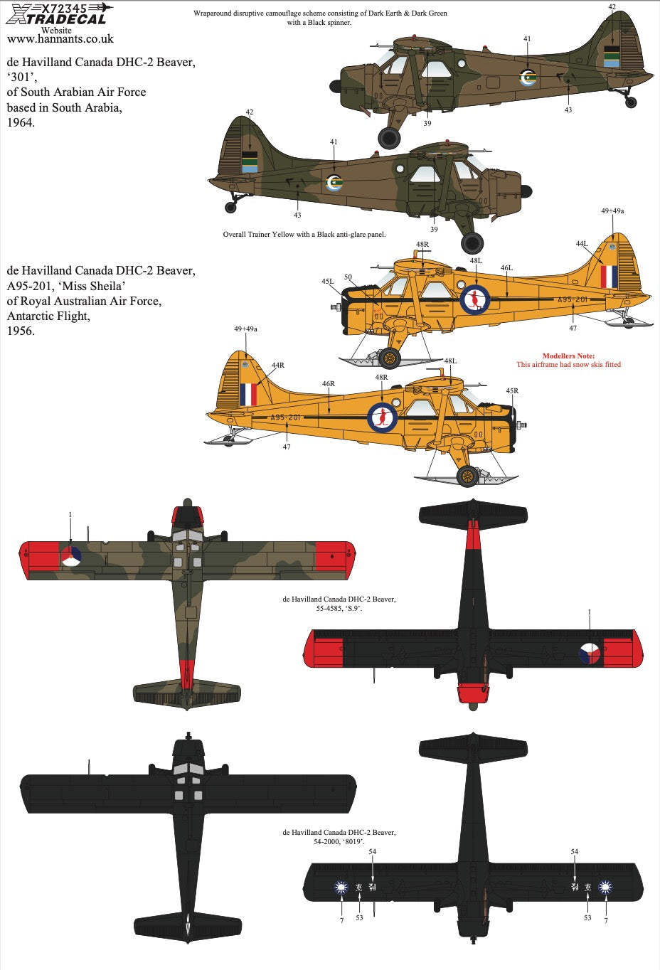 Xtradecal 72345 1:72 de Havilland Beaver Worldwide Collection