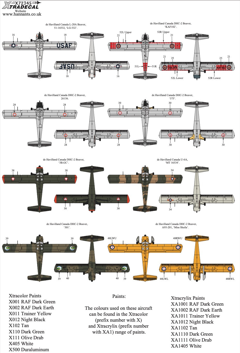 Xtradecal 72345 1:72 de Havilland Beaver Worldwide Collection