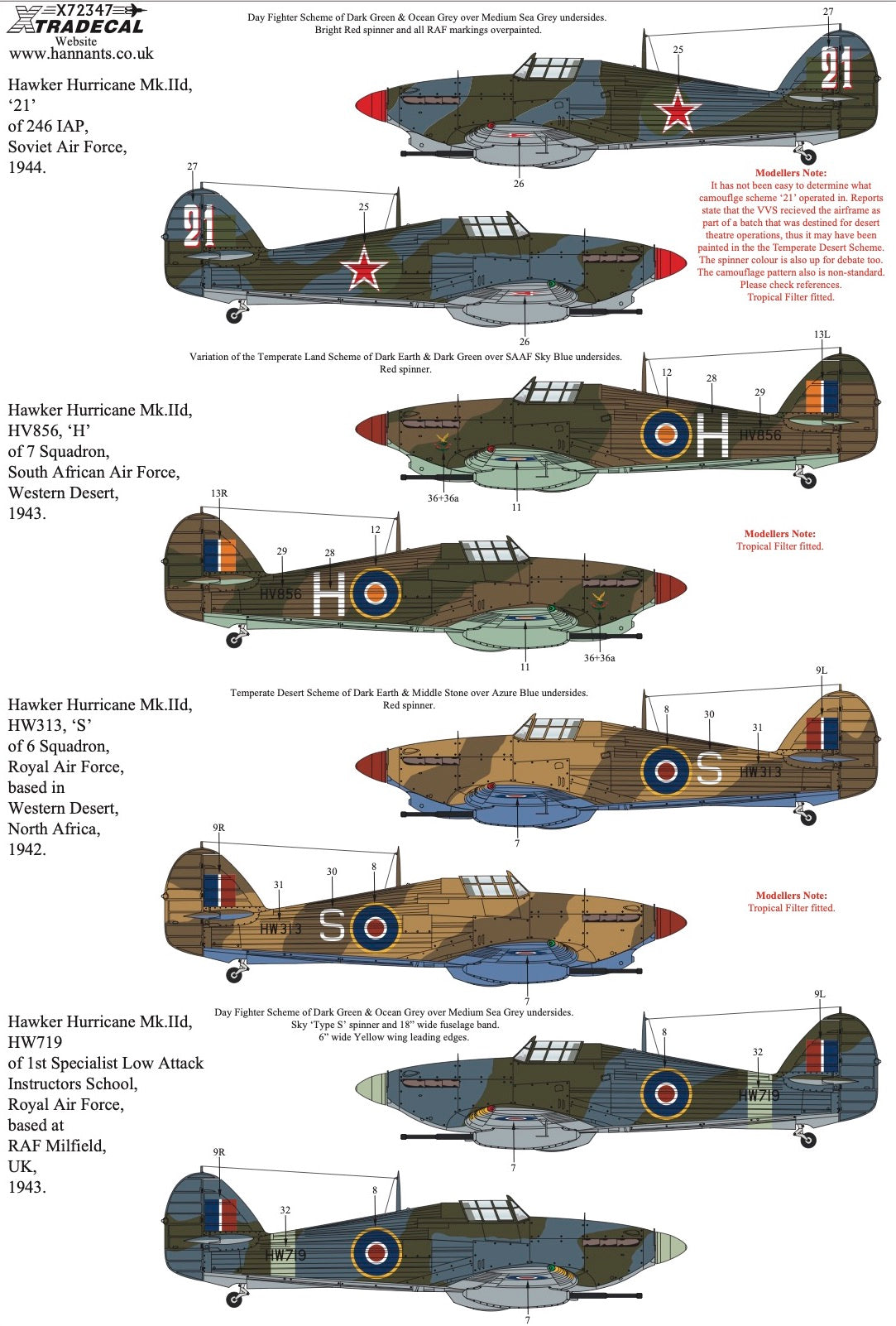 Xtradecal 72347 1:72 Hawker Hurricane Mk.IId