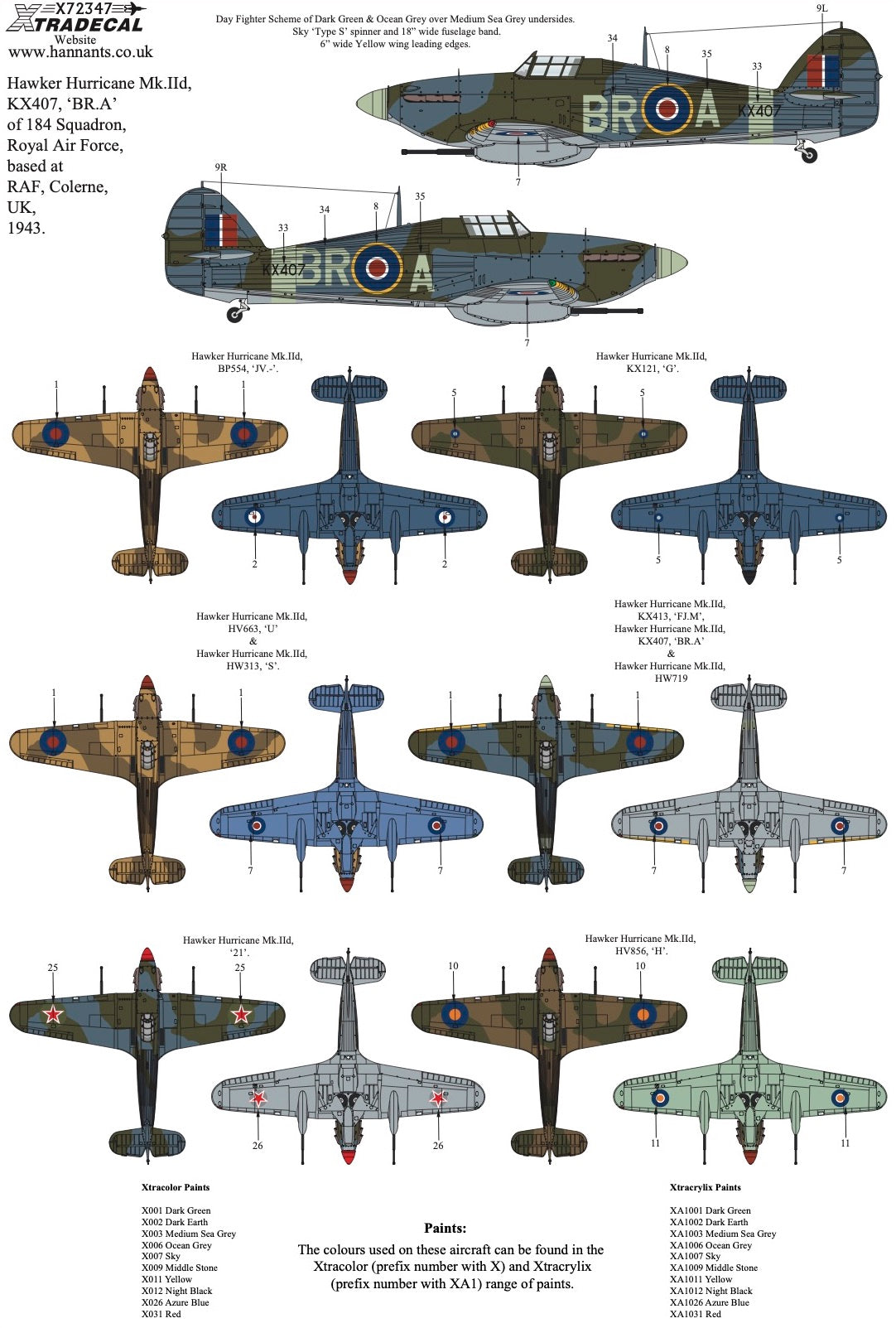 Xtradecal 72347 1:72 Hawker Hurricane Mk.IId