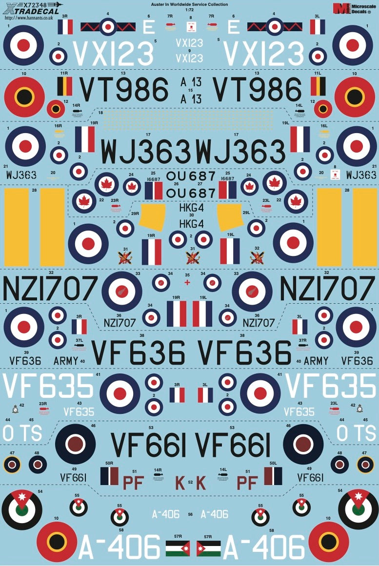 Xtradecal 72348 1:72 Auster In Worldwide Service Collection