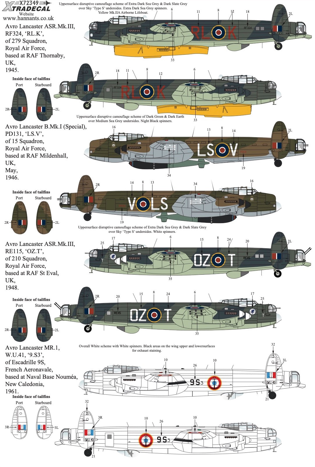 Xtradecal 72349 1:72 Post War Avro Lancaster Part 2