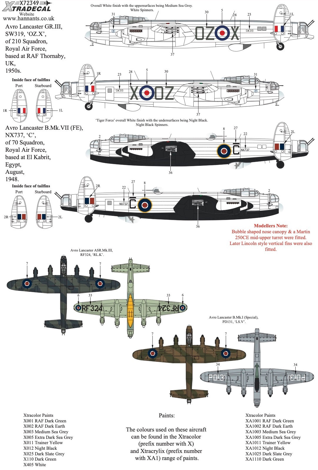 Xtradecal 72349 1:72 Post War Avro Lancaster Part 2