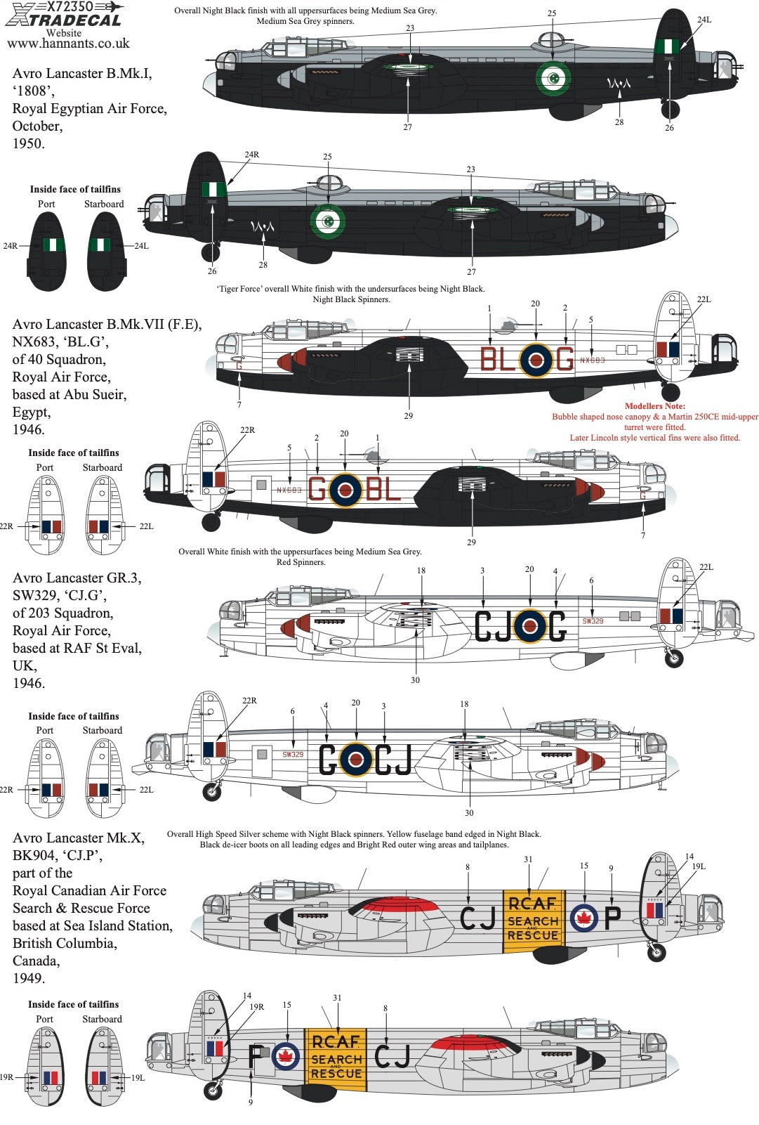 Xtradecal X72350 1:72 Post War Avro Lancaster Part 3