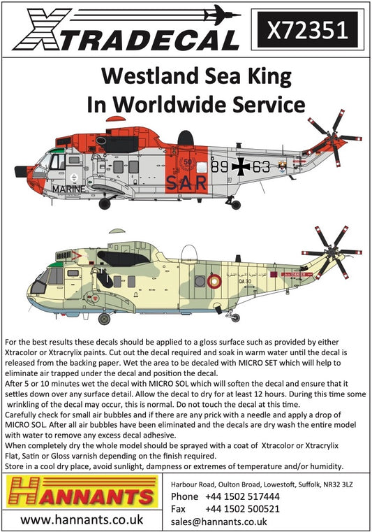 Xtradecal 72351 1:72 Westland Sea King In Worldwide Service