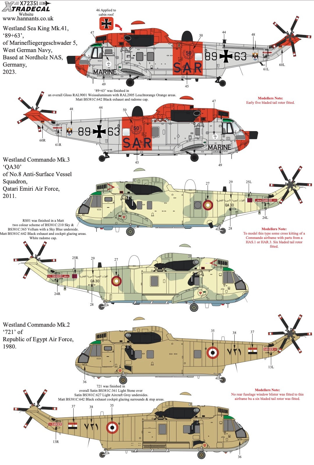 Xtradecal 72351 1:72 Westland Sea King In Worldwide Service