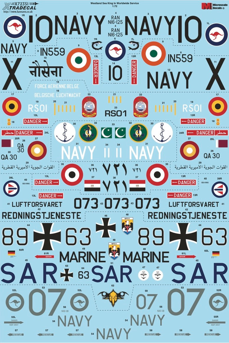 Xtradecal 72351 1:72 Westland Sea King In Worldwide Service