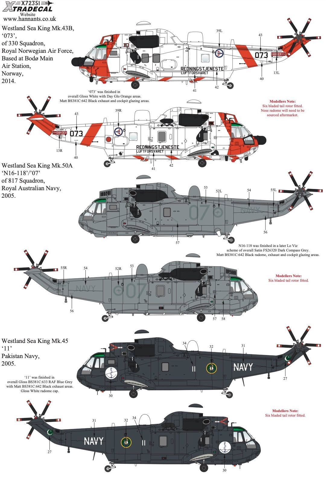 Xtradecal 72351 1:72 Westland Sea King In Worldwide Service