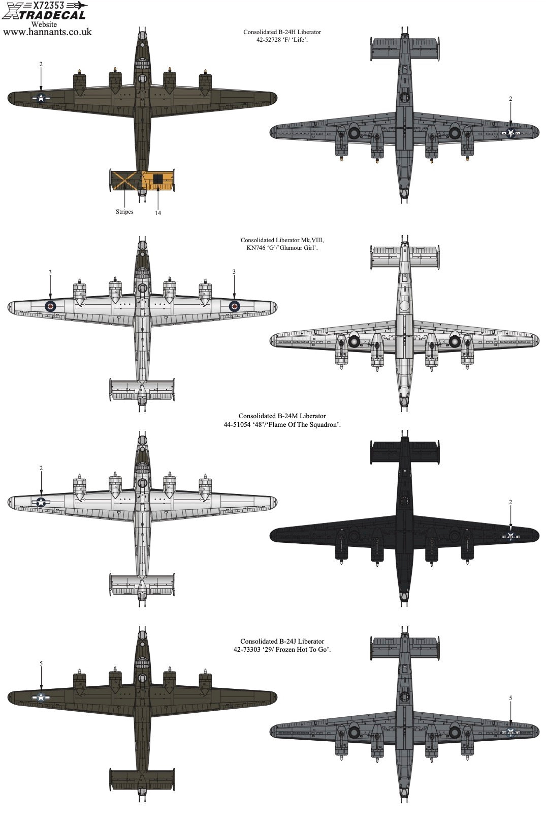 Xtradecal X72353 1:72 Late War Consolidated B-24 Liberator Collection Pt2