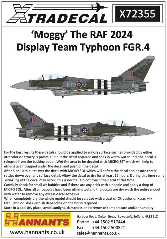 Xtradecal X72355 1:72 ˜Moggy The RAF 2024 Display Team Eurofighter Typhoon FGR.4