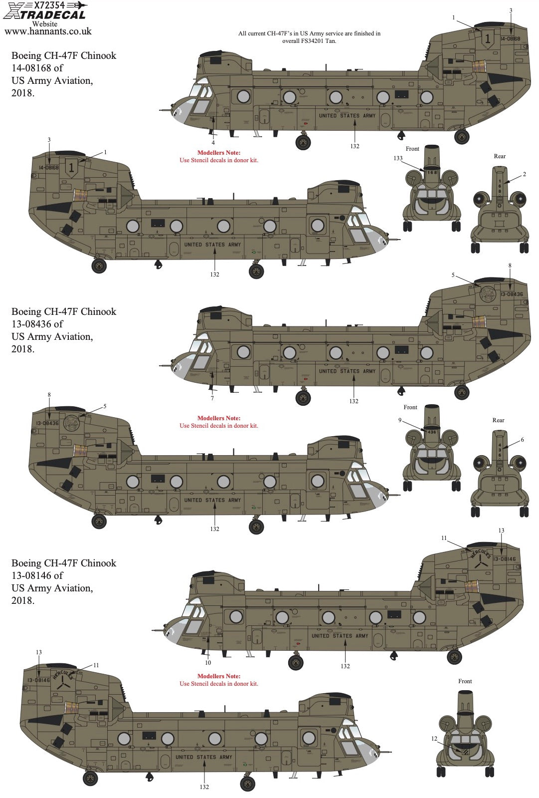 Xtradecal X72356 1:72 Boeing CH-47F Chinook In US Army Aviation Service