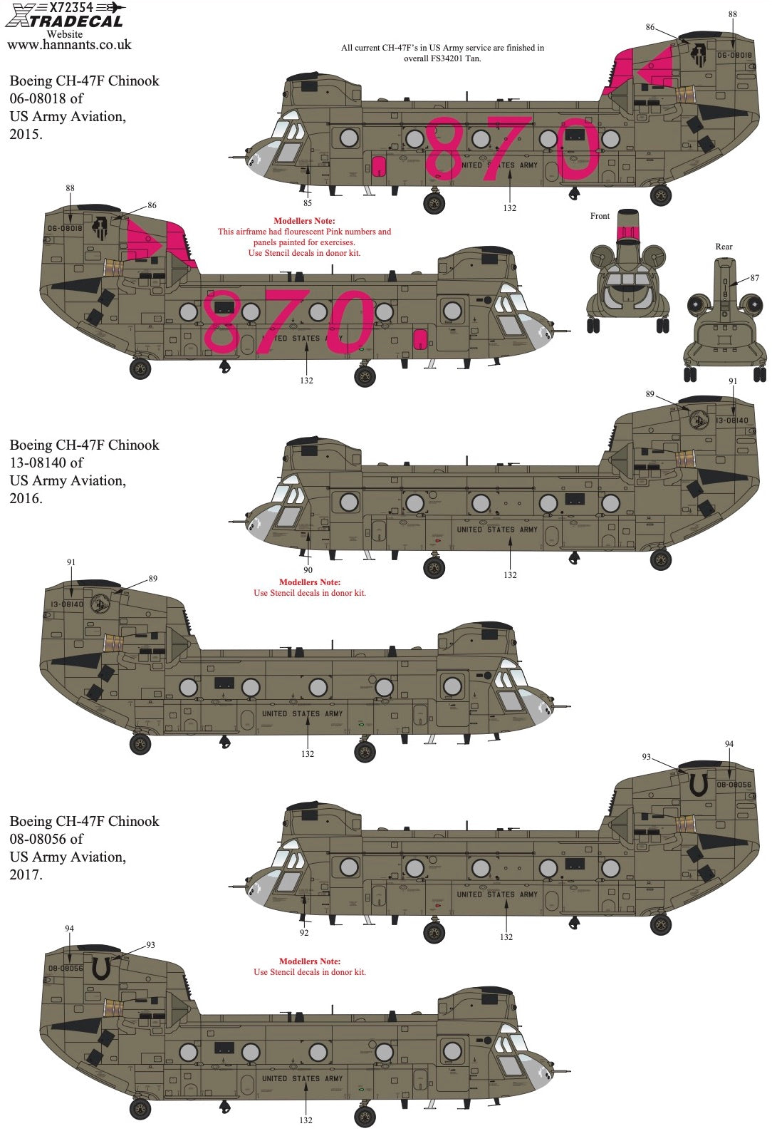 Xtradecal X72356 1:72 Boeing CH-47F Chinook In US Army Aviation Service