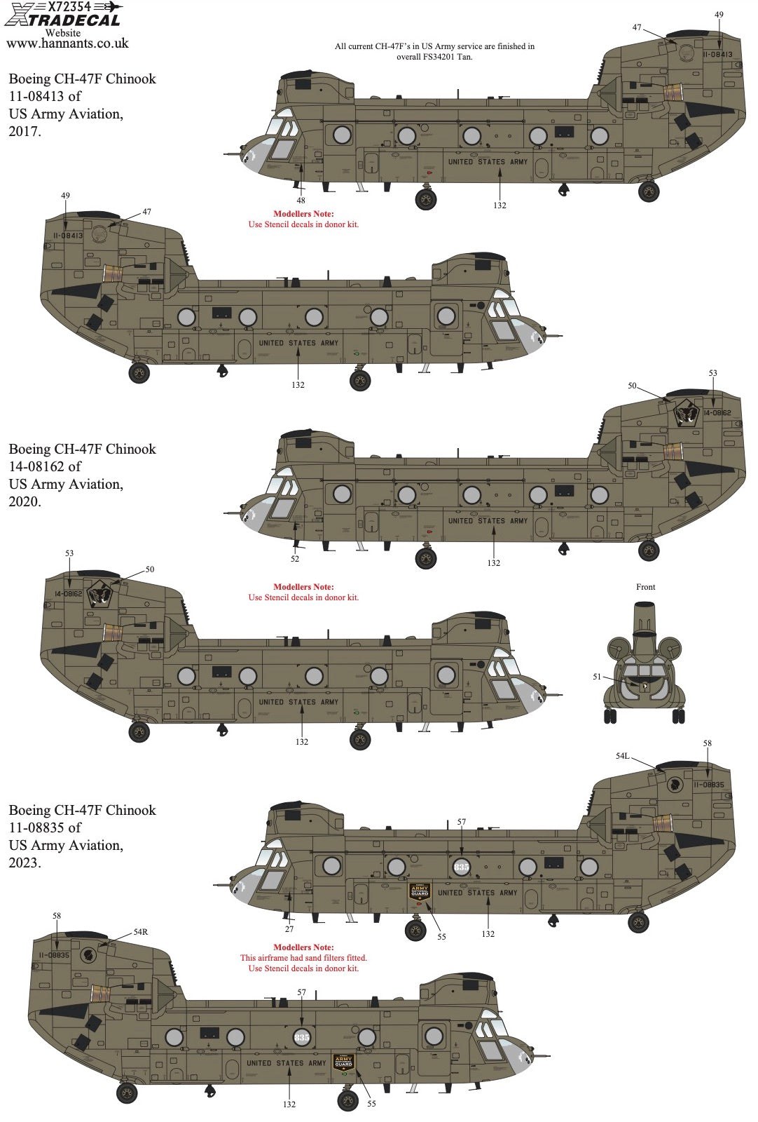 Xtradecal X72356 1:72 Boeing CH-47F Chinook In US Army Aviation Service