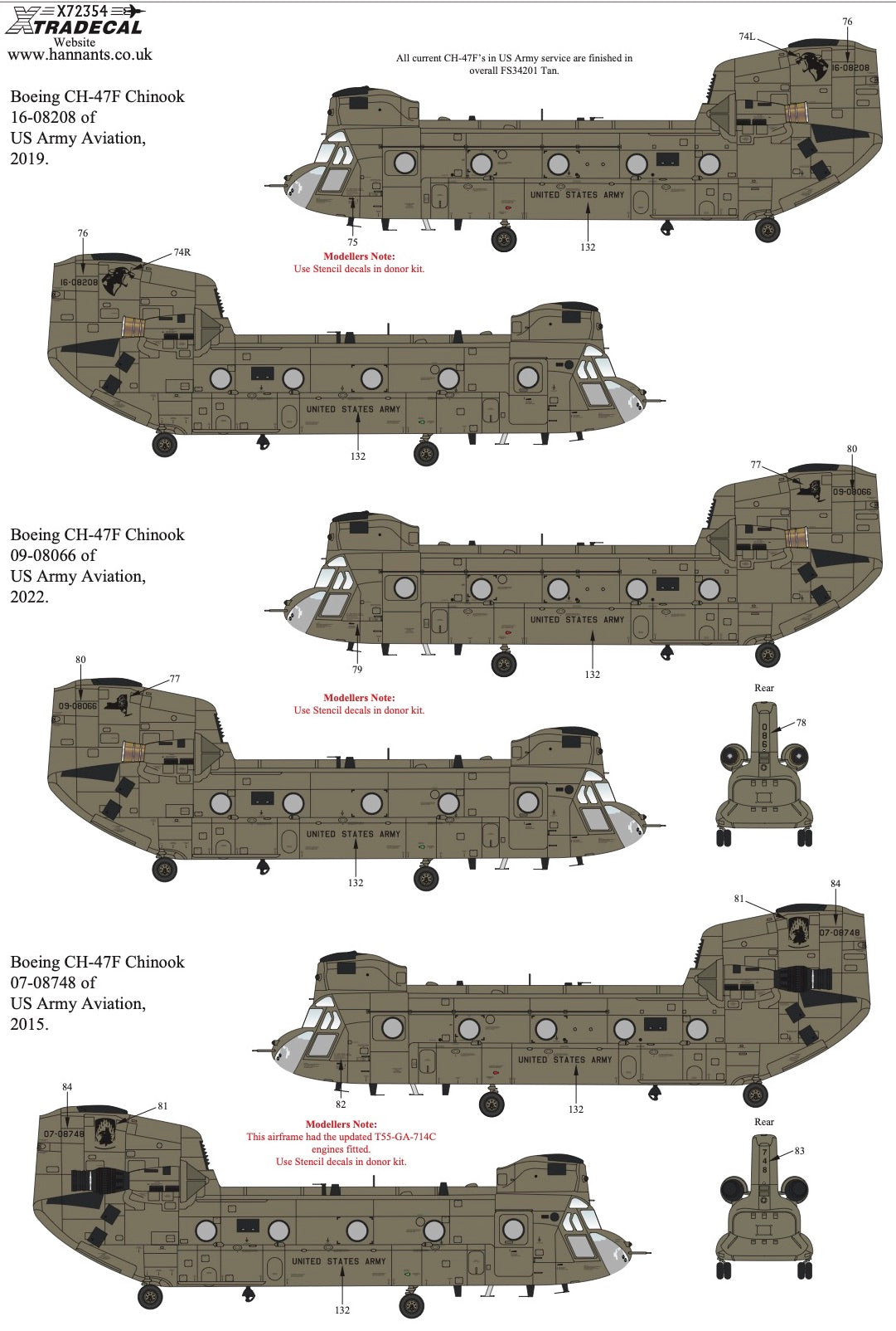 Xtradecal X72356 1:72 Boeing CH-47F Chinook In US Army Aviation Service