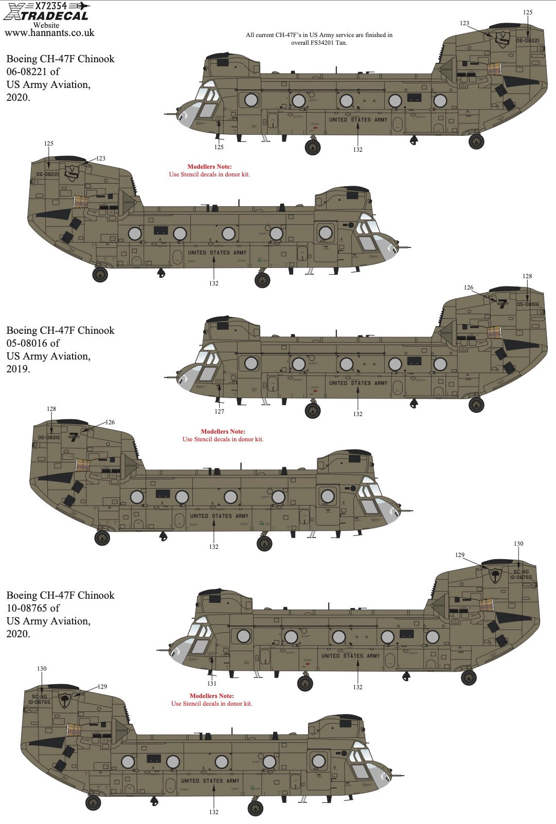 Xtradecal X72356 1:72 Boeing CH-47F Chinook In US Army Aviation Service