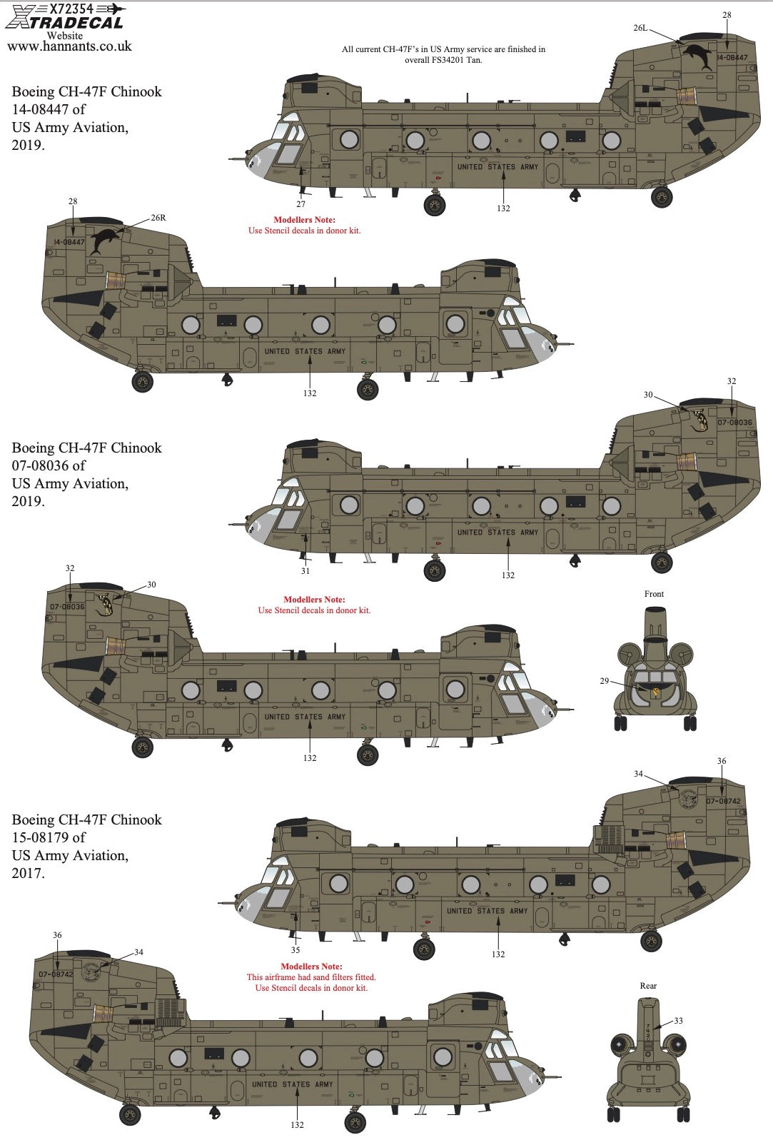 Xtradecal X72356 1:72 Boeing CH-47F Chinook In US Army Aviation Service