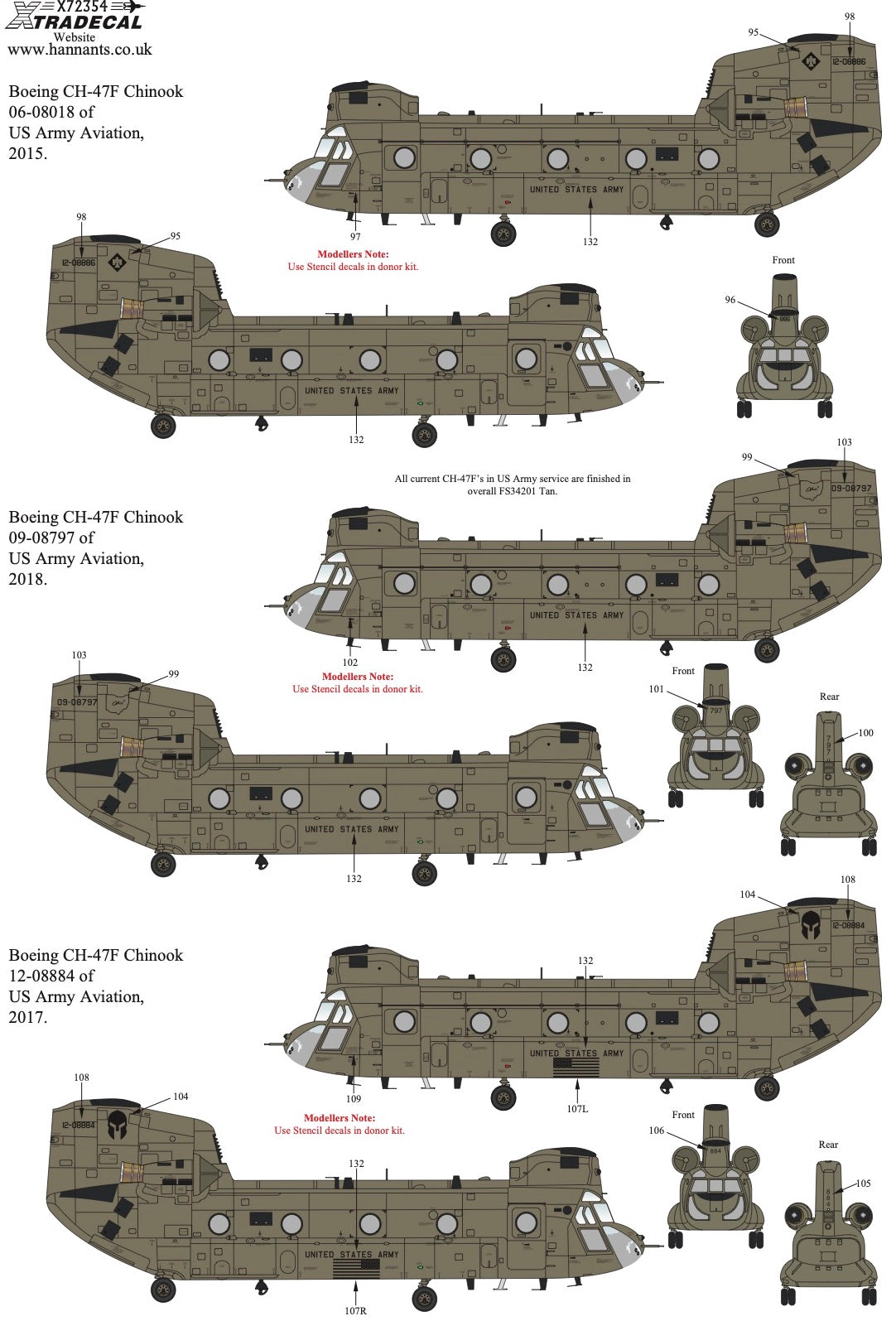 Xtradecal X72356 1:72 Boeing CH-47F Chinook In US Army Aviation Service