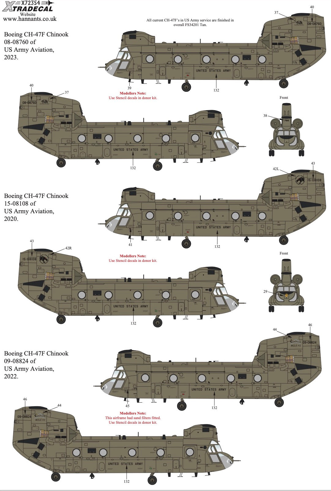 Xtradecal X72356 1:72 Boeing CH-47F Chinook In US Army Aviation Service