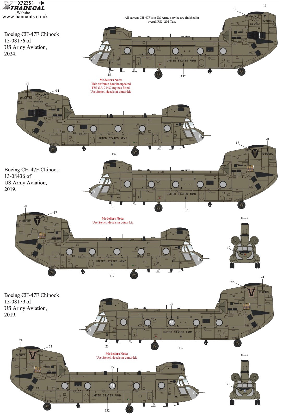 Xtradecal X72356 1:72 Boeing CH-47F Chinook In US Army Aviation Service