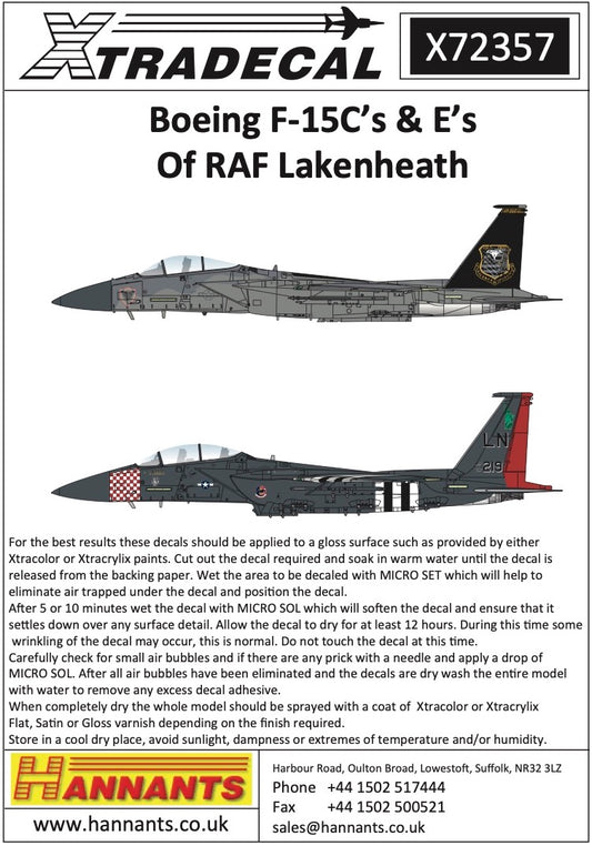 Xtradecal X72357 1:72 McDonnell F-15C/E RAF Lakenheath