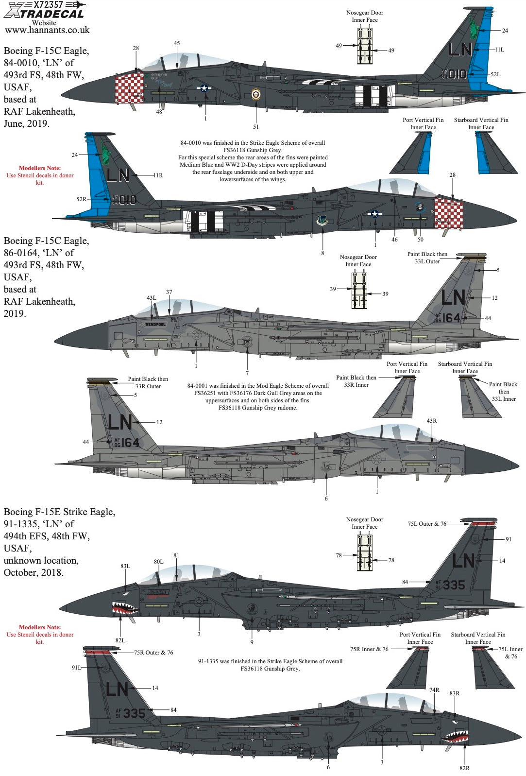 Xtradecal X72357 1:72 McDonnell F-15C/E RAF Lakenheath
